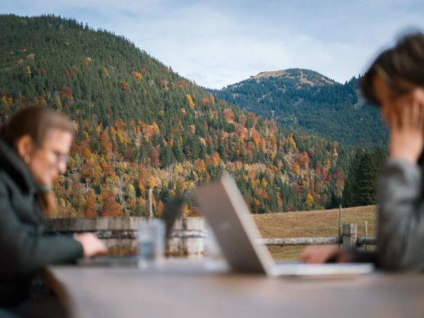 Coworking mit Blick auf die Berge