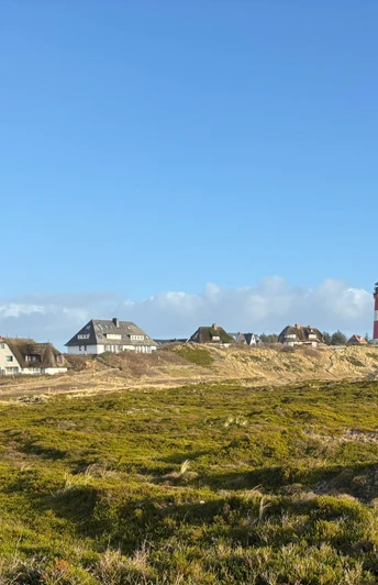 Hörnumer Leuchtturm hinter Heide