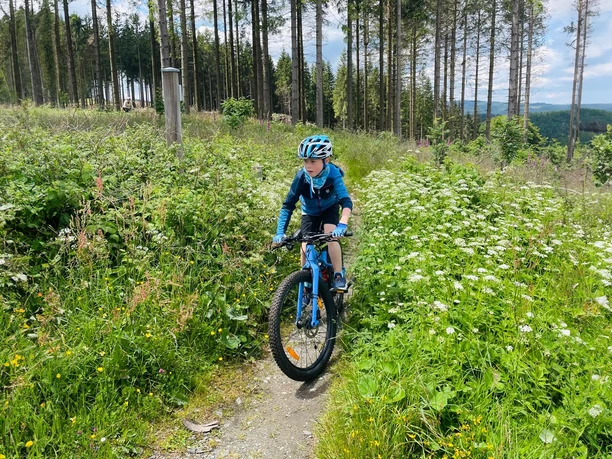 Kind mit Bike, Abfahrt Sürenbergsause