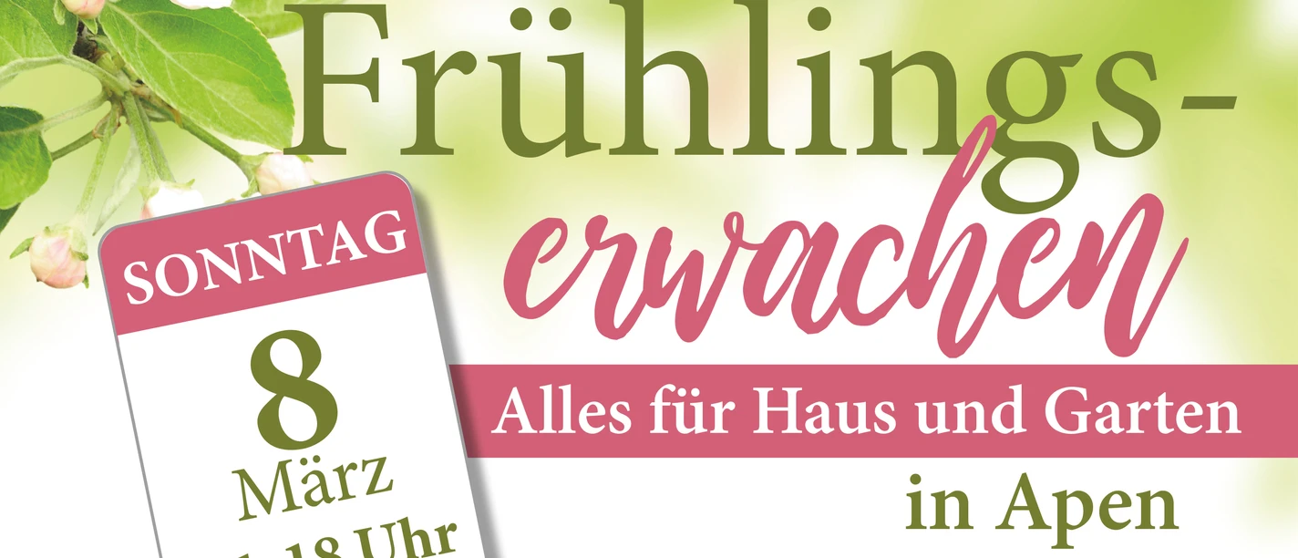 Frühlingserwachen 2026.jpg Plakat Frühlingserwachen 2026 mit Infos zu Flohmarkt und verkaufsoffenem Sonntag in Apen