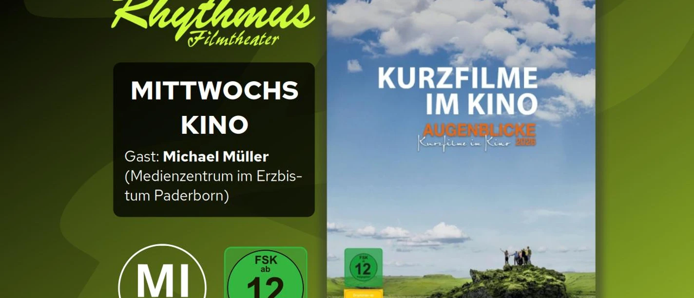 Filmplakat Augenblicke 2026 – Kurzfilme im Kino, Himmel über grüner Landschaft