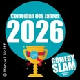Grafik mit großer Jahreszahl 2026, Pokalmotiv und Logos zum Comedian‑des‑Jahres‑Wettbewerb