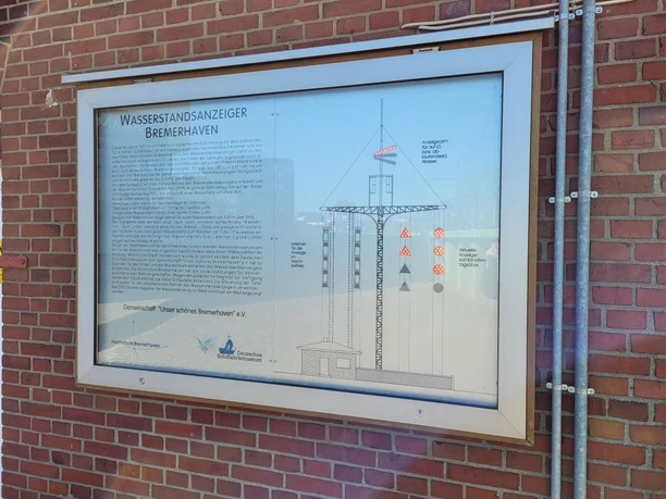 20220419_141437 (c) Tanja Mehl_Erlebnis Bremerhaven_WEB.jpg Tafel mit Erklärungen zum Wasserstandsanzeiger in Bremerhaven