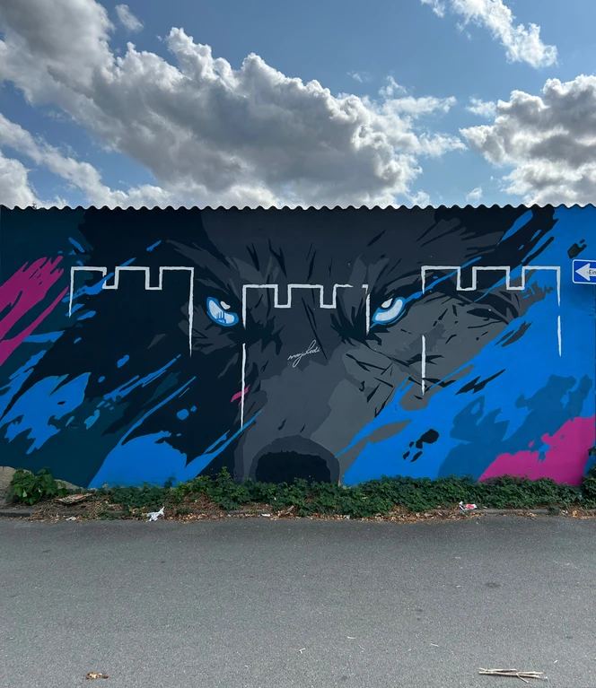 Wolfs-Wandbild in der Zollhausstraße