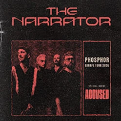 Poster mit vier Personen in rotem Licht und Schrift zu The Narrator Phosphor Tour