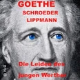 Porträtgrafik mit blauen Augen und rotem Titeltext zu Die Leiden des jungen Werther.