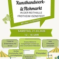 Kunsthandwerk- & Flohmarkt in der Reithalle Werbegrafik zum Kunsthandwerk- und Flohmarkt am 21.03.2026 mit Staenden und Angeboten.