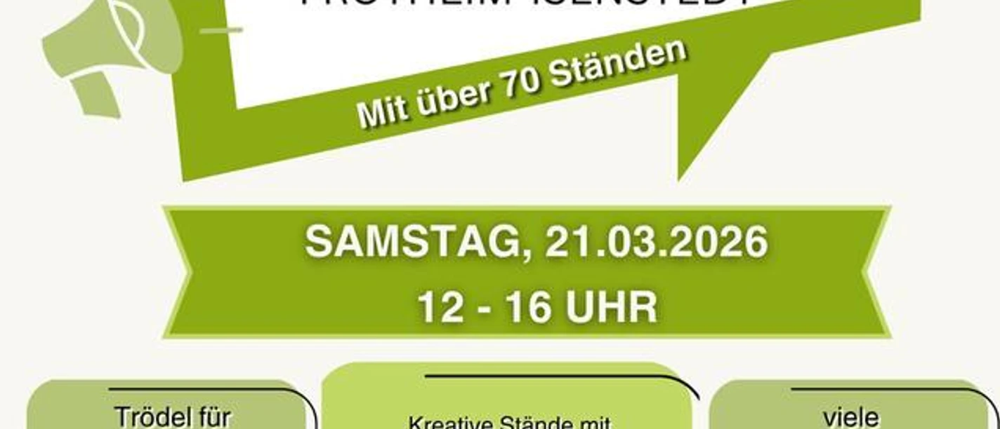 Kunsthandwerk- & Flohmarkt in der Reithalle Werbegrafik zum Kunsthandwerk- und Flohmarkt am 21.03.2026 mit Staenden und Angeboten.