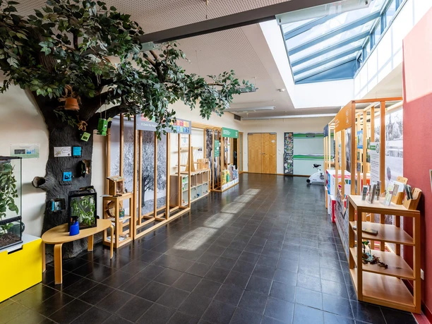 RheinMain HanauUmweltzentrum - Innenraum Ausstellungsraum im Umweltzentrum Hanau mit Infotafeln