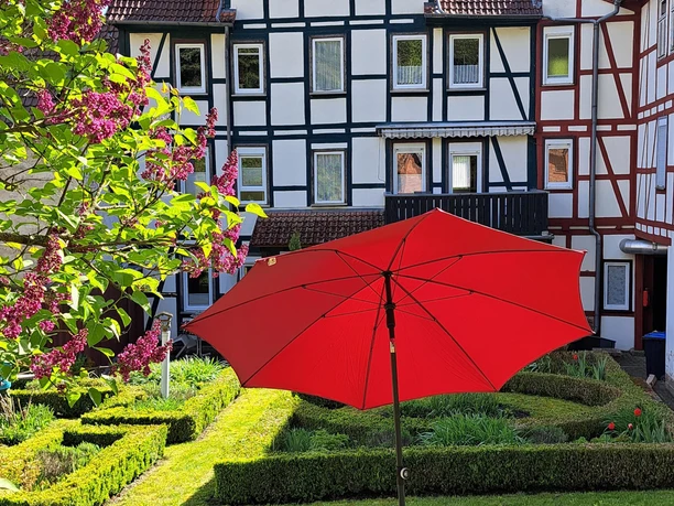 Garten mit Rückseite vom Haus