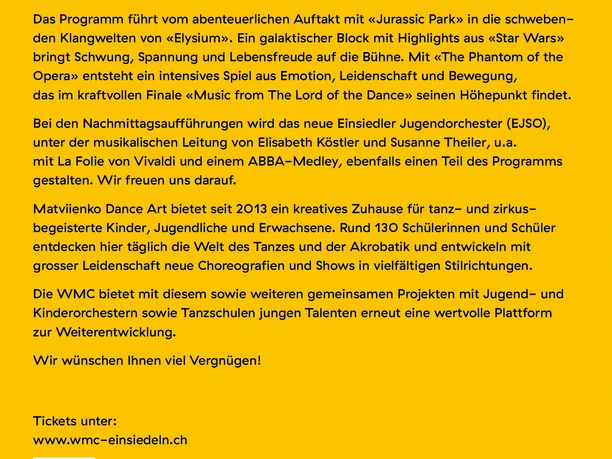 WMC Einsiedeln Konzert Show 2026 Flyer A5 2