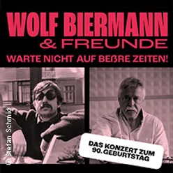 Plakat mit zwei Männern in separaten Fotos und Ankündigung eines Konzerts zum 90. Geburtstag