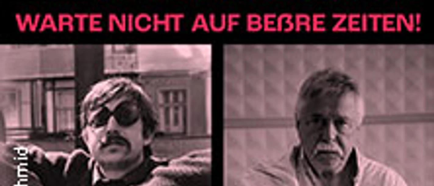 Plakat mit zwei Männern in separaten Fotos und Ankündigung eines Konzerts zum 90. Geburtstag