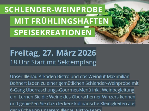 Plakat Schlenderweinprobe Illenau Bistro