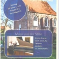 Flyer Musik aus der Stille.png Flyer mit Backsteinkapelle und Foto einer Cembalistin für ein Konzert am 15. März.