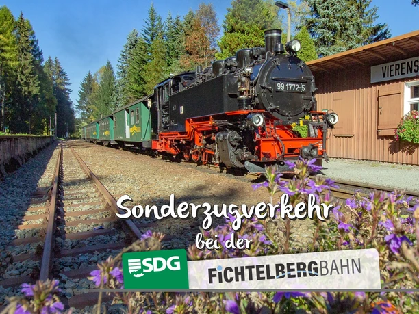 einfahrende Fichtelbergbahn - Dampfzug am Bahnhof Vierenstraße, Neudorf