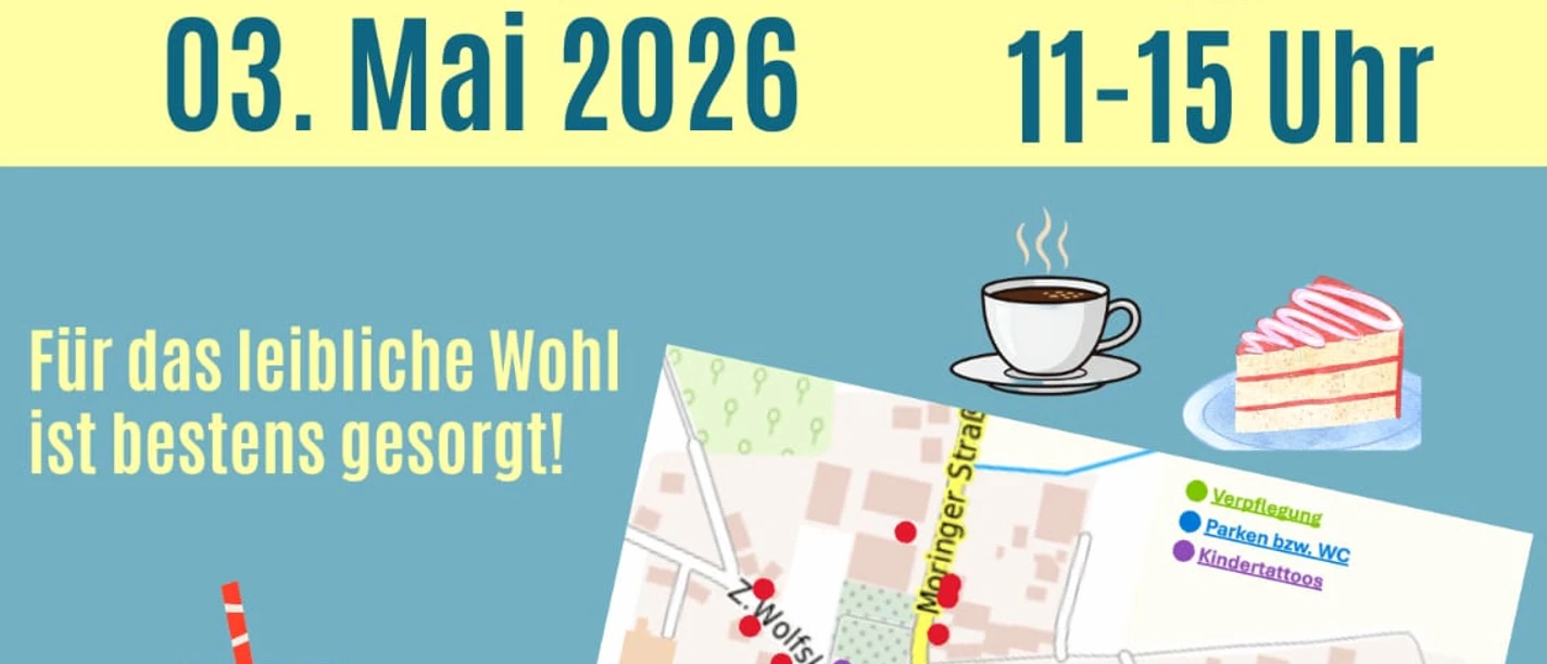 2. Dorfflohmarkt Iber.jpeg Plakat für den 2. Dorfflohmarkt in Iber am 3. Mai 2026 von 11 bis 15 Uhr mit Übersichtskarte.