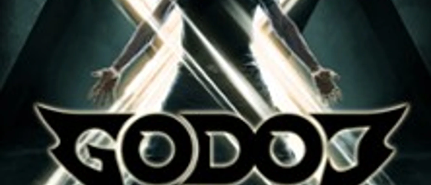 Person steht vor leuchtendem X, dunkler Raum, darüber Godoj-Logo und Titel Kreuzwege 2026/27