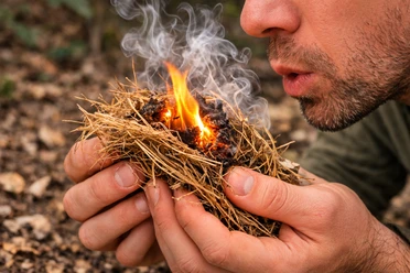 Feuer machen im Wald