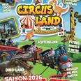 Circus land locandina_2026 Werbeplakat für Charles Knie's Circus-Land Saison 2026 mit Achterbahn, Dino-Land und Tierpark.