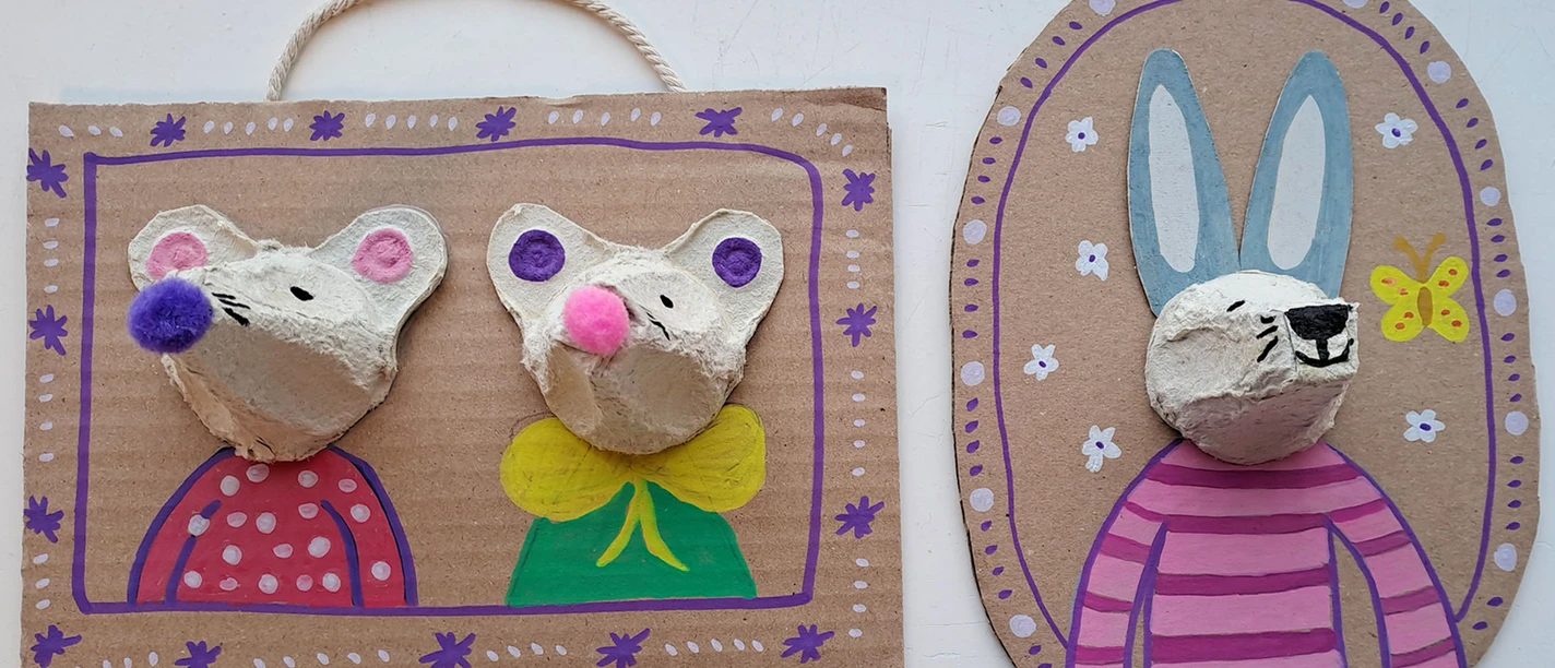 Maus und Hase aus Eierkarton Bastellei aus Eierkarton.