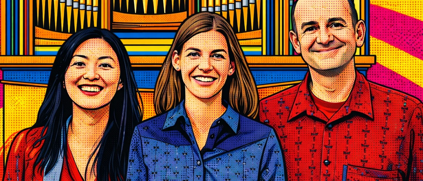 Pop Art Trio vor Orgel