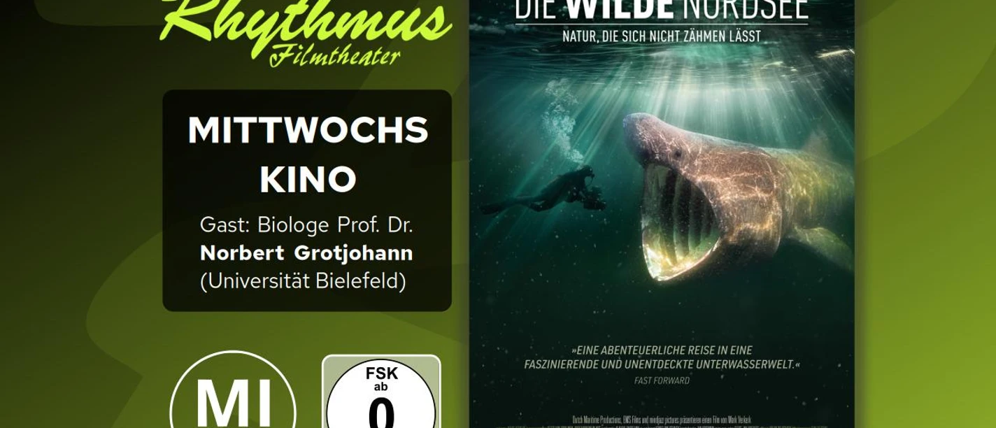 filmplakat-diewildenordseenaturdiesichnichtzaehmenlaesst.jpg Filmplakat Die wilde Nordsee mit Taucher vor riesigem Walhai unter Wasser