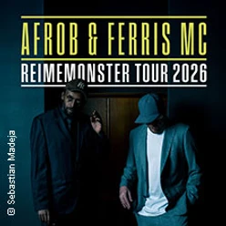 Zwei Personen in dunkler Szenerie vor Schrift zur Reimemonster Tour 2026