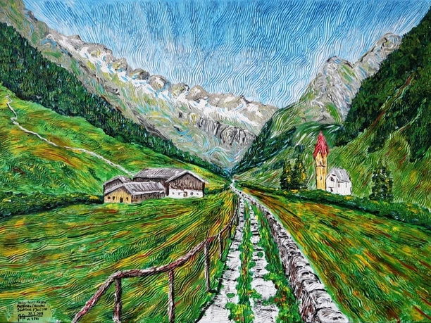 Ahrntal, Südtirol. Arcyl auf Leinwand.