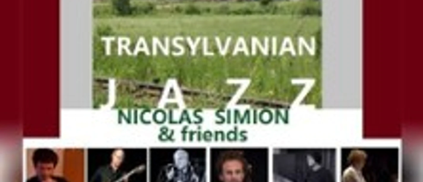 Plakat für Transylvanian Jazz mit Landschaft und Musikerfotos