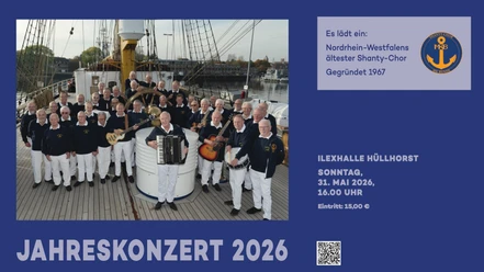 Jahreskonzert 2026 Plakat Jahreskonzert 2026: Shanty-Chor auf Schiff, Termin 31. Mai in Hüllhorst