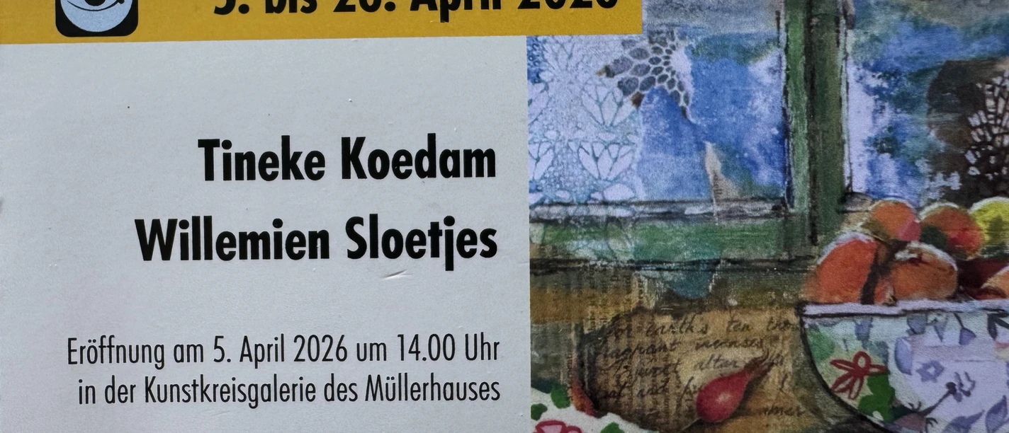 Kunstausstellung.jpg Plakat für Kunstausstellung von Tineke Koedam und Willemien Sloetjes ab 5. April 2026.