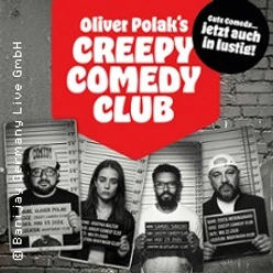 Comedy-Poster mit vier Personen und Schriftzug zu Oliver Polaks Creepy Comedy Club