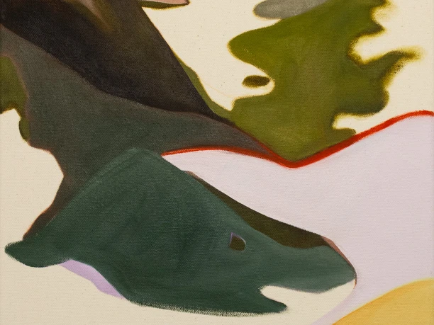 Miranda Fierz, Landschaft mit rotem Kamm, 2025, Öl auf Leinwand