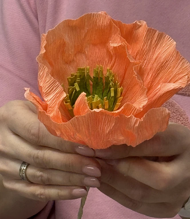 orangefarbene Mohnblume.jpeg orangefarbene Mohnblume aus Krepppapier