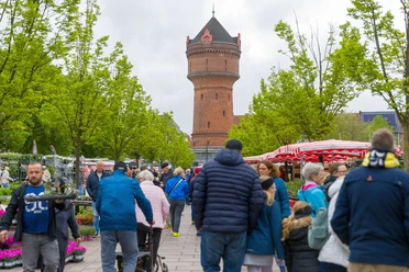 S7579 (c) Helmut Gross_Erlebnis Bremerhaven_WEB.jpg Trubel auf dem Wochenmarkt Geestemünde