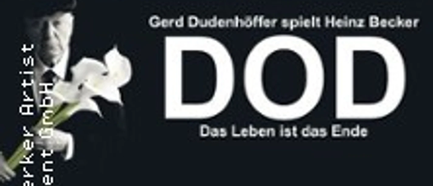 Dunkles Plakat mit weißen Lilien und großem DOD‑Titel zur Heinz‑Becker‑Show