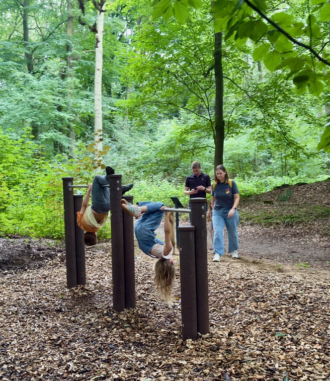 Abhängen wie Fledermäuse können Kinder im Esterfelder Forst..jpg