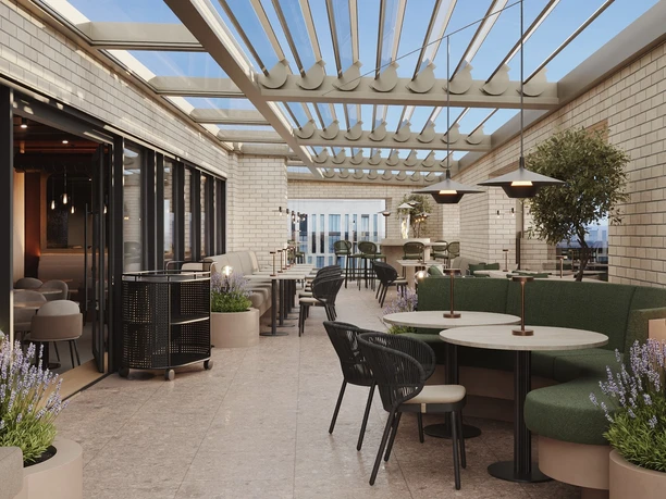 Rooftop-Bar in der 6. Etage