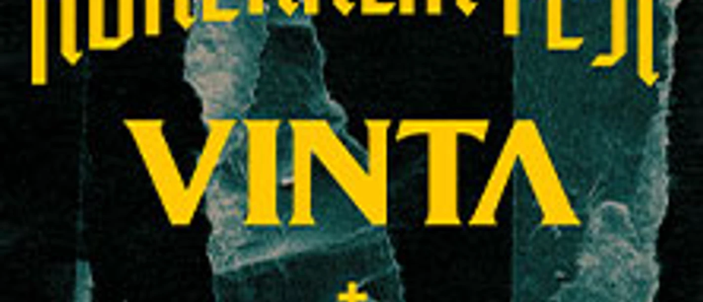 Schwarzes Poster mit gelben Schriftzügen zum Adrenalin Fest von Vinta und Hinweis auf Special Guests