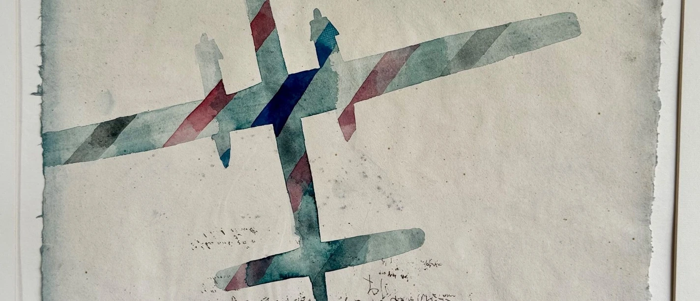 Hans kuchler aquarell mit flugobjekt
