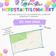 Einbecker Nordstadtflohmarkt Plakat für den 2. Einbecker Nordstadtflohmarkt am 02. Mai 2026 mit Karte der Verkaufsplätze.