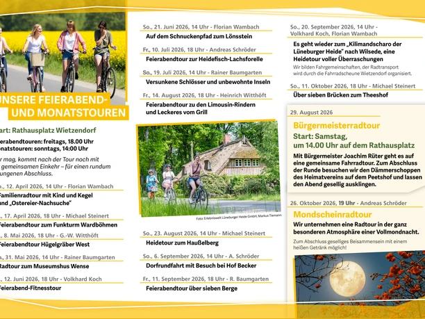 Geführte Radtouren 2026 Informationsflyer mit Terminen und Fotos zu geführten Radtouren durch die Natur.