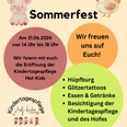 Hof-Kids Sommerfest.png Einladungsplakat zum Sommerfest der Hof-Kids mit Programm und Tiermotiven.