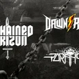 Bild Veranstaltungskalender.jpg Bandlogos von Unchained Horizon, Dawn Rider und Paranoiac vor dunklen Ketten.