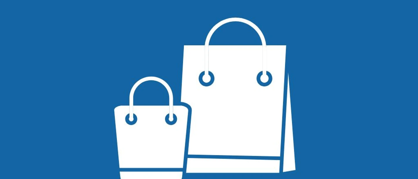 Brauer Hintergrund mit einer Shoppingtasche als Icon drauf.