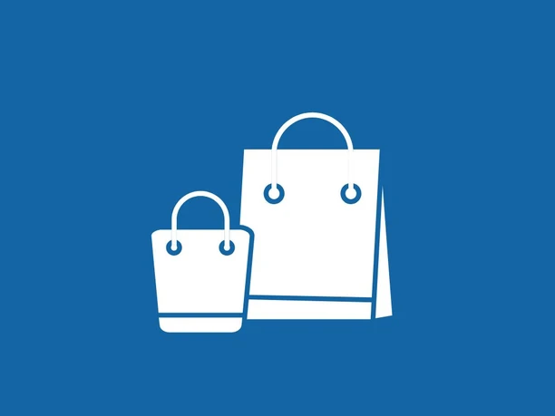 Brauer Hintergrund mit einer Shoppingtasche als Icon drauf.