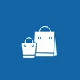 Icon Shoppingtasche.jpg Brauer Hintergrund mit einer Shoppingtasche als Icon drauf.