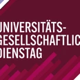 Universitätsgesellschaftlicher Dienstag im Museum Lüneburg Logos des Museums Lüneburg und der Universitätsgesellschaft Lüneburg, abstraktes Muster mit pinken Balken und Titel "Universitätsgesellschaftlicher Dienstag"