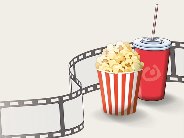 Kino im Freien.png Filmrolle mit Popcorn und Getränkebecher